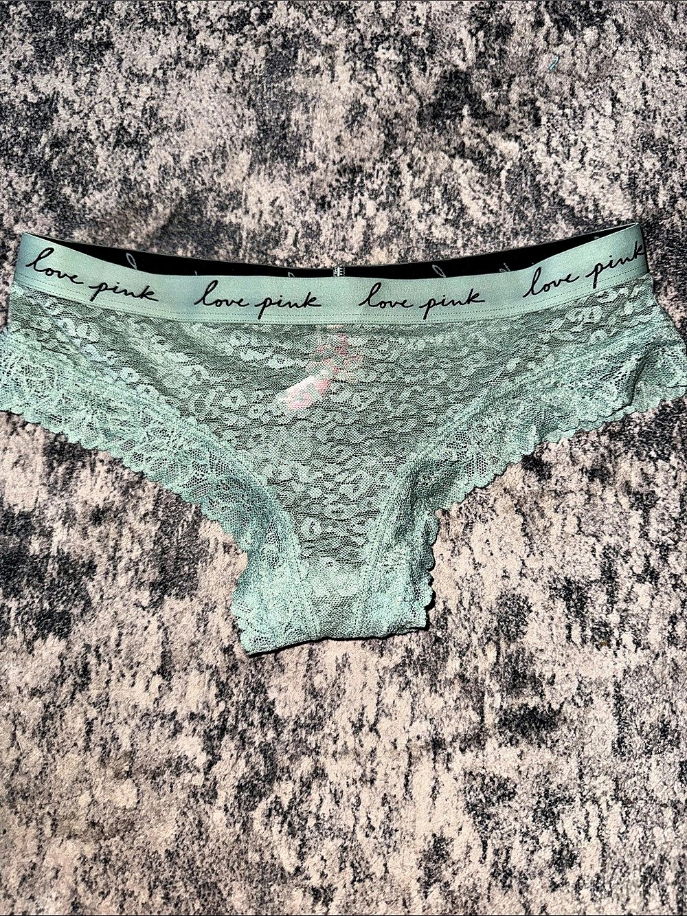 PINK Lace Panties in Green Size Medium NWT